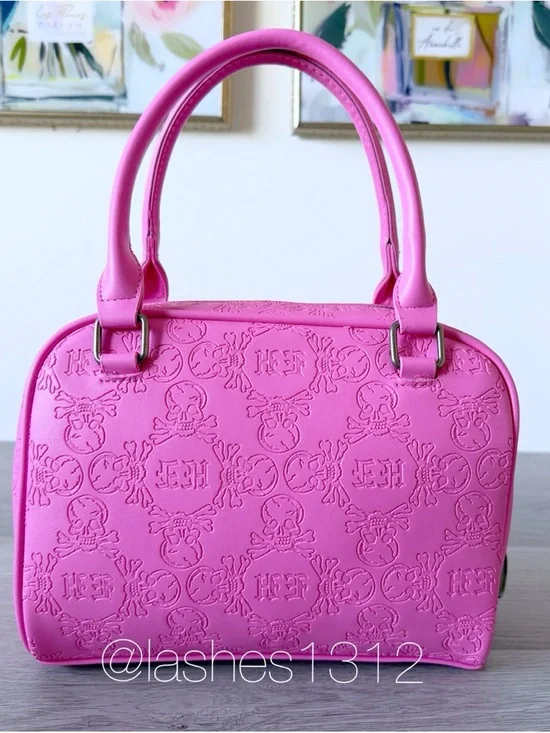 ED HARDY Pink Barrel Crossbody Satchel w/ Crystal Accents - Picture 5 of 8